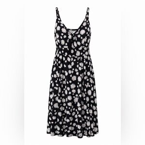 Torrid Black Mini Dress with White Floral Daisy Pattern